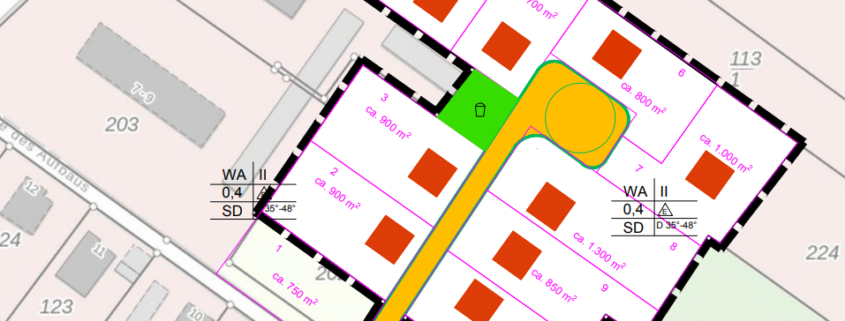 Skizze Bauland Großthiemig Strasse des Aufbaus